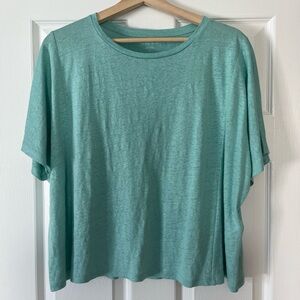 Eileen Fisher organic linen jersey round neck tee small capri